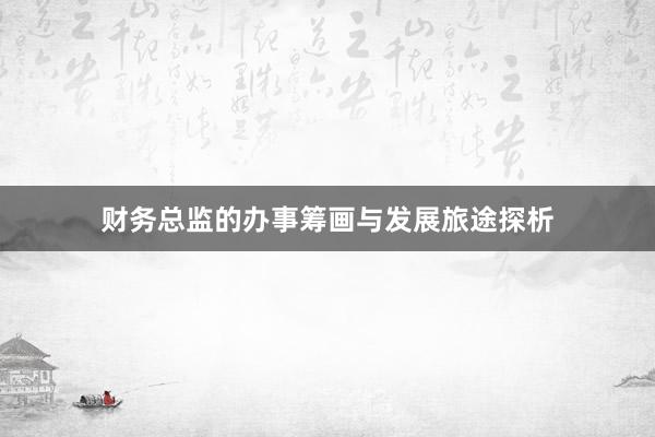 财务总监的办事筹画与发展旅途探析